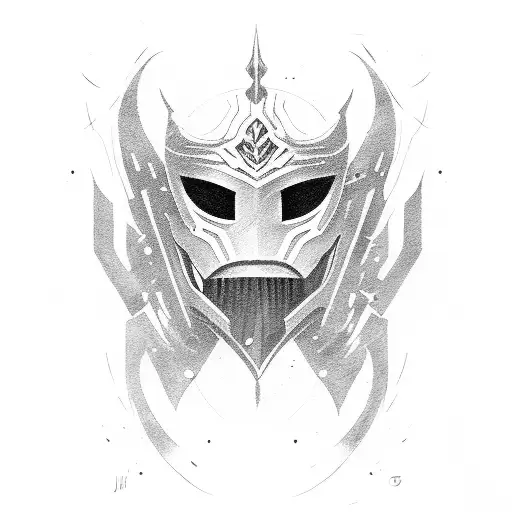 Jhin mask league of legends tattoo design idea
