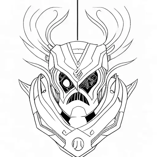 Jhin mask league of legends tattoo design idea