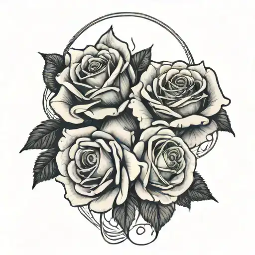 sad angels roses tattoo design idea