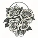 sad angels roses tattoo design idea