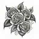 sad angels roses tattoo design idea