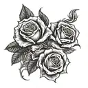 sad angels roses tattoo design idea