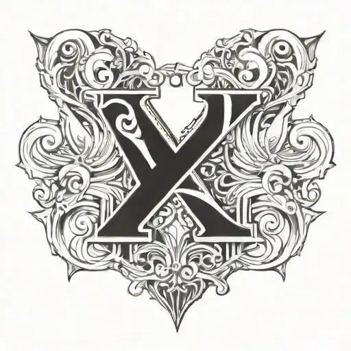 letters n and v shaped tattoo design idea