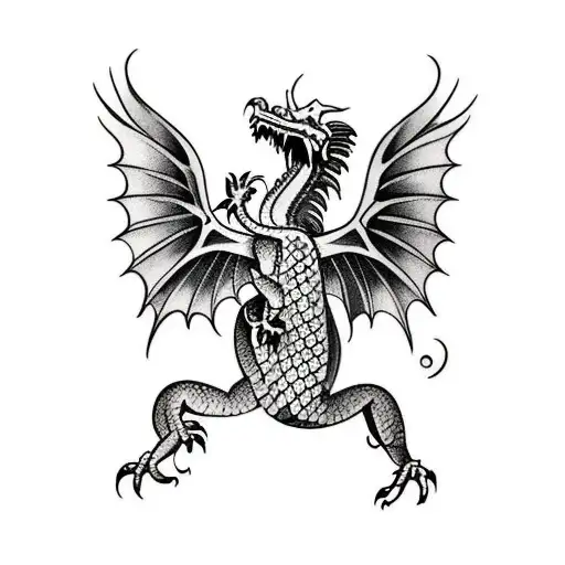 welsh dragon badass cool tattoo design idea