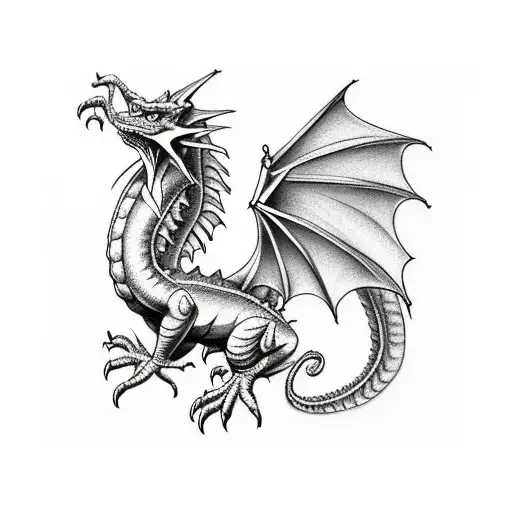 welsh dragon badass cool tattoo design idea