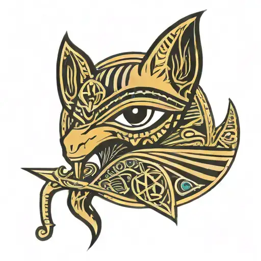 Eye of Ra with Ankh in the middle eye of Horus on the right. Anubis on one side of the Ankh Osiris on the other tattoo design idea