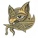 Eye of Ra with Ankh in the middle eye of Horus on the right. Anubis on one side of the Ankh Osiris on the other tattoo design idea