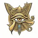 Eye of Ra with Ankh in the middle eye of Horus on the right. Anubis on one side of the Ankh Osiris on the other tattoo design idea
