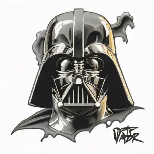 darth vader with broken mask and orange eye tattoo design idea