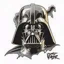 darth vader with broken mask and orange eye tattoo design idea