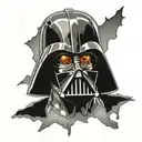 darth vader with broken mask and orange eye tattoo design idea
