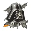 darth vader with broken mask and orange eye tattoo design idea