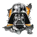 darth vader with broken mask and orange eye tattoo design idea