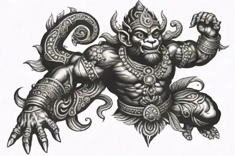 hanuman gada tattoo design idea
