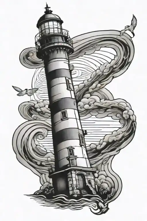 Lighthouse Guiding tattoo design idea