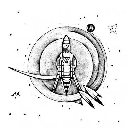 Moon with a Rocket inspired in Julio Verne's book  tattoo design idea