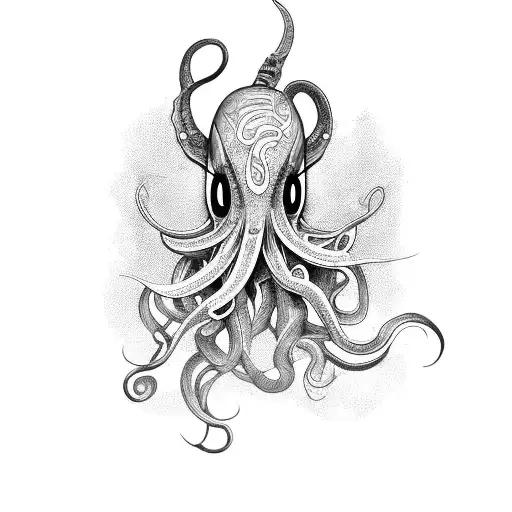 squid with ink tattoo design idea
