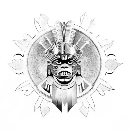 inca warrior with sun tattoo design idea