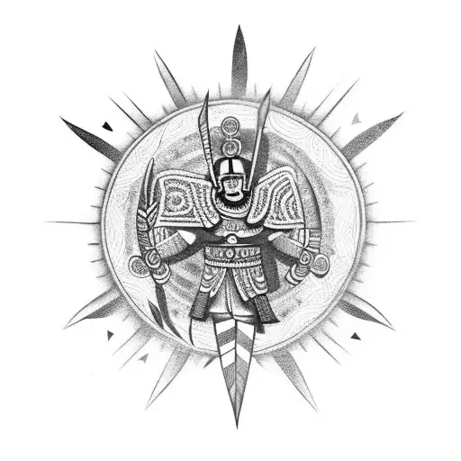 inca warrior with sun tattoo design idea