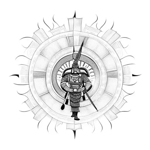 inca warrior with sun tattoo design idea
