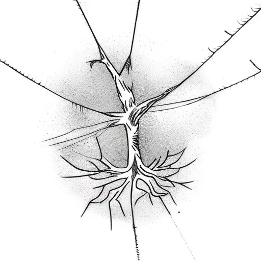 a tree that has a spider web on a branch and from the spider web is through a granite with a snake in it tattoo design idea