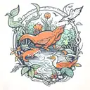 swamp and wildlife   tattoo design idea