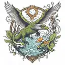 swamp and wildlife   tattoo design idea