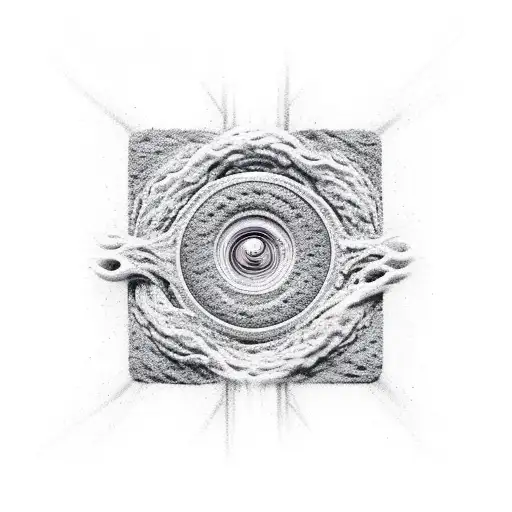 unalome symbol made of hot lava at the beginning, cooling into rock towards the end tattoo design idea