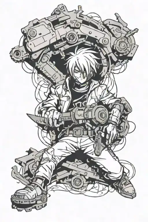 power from chainsaw man anime tattoo design idea