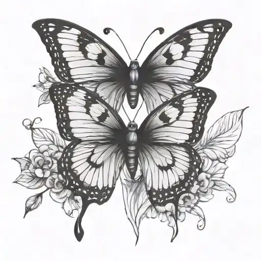 butterflies with closed wings tattoo design idea