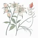 Fern and red spider lily flower tattoo design idea