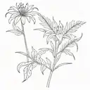Fern and red spider lily flower tattoo design idea
