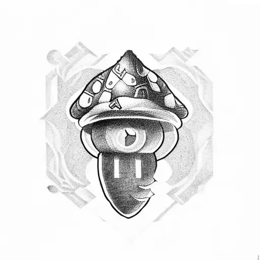 Magic mushroom from the mystery box of Super Mario tattoo design idea