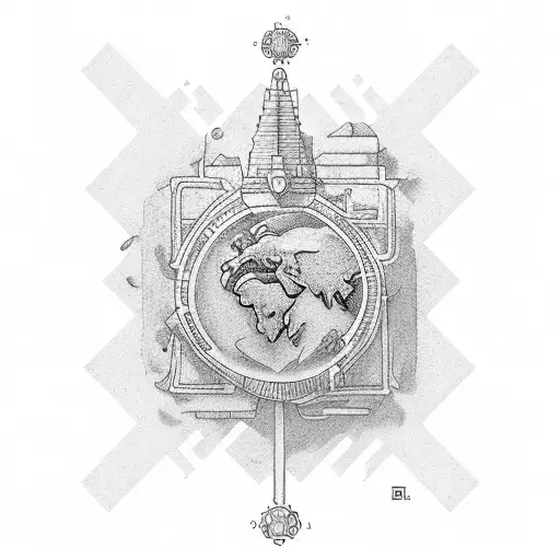 brujula , mapa del mundo , cuba , ancla , viajar tattoo design idea
