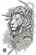 lion and samurai tattoo design idea