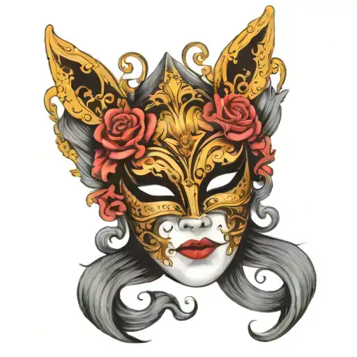 venetian mask looking tattoo design idea