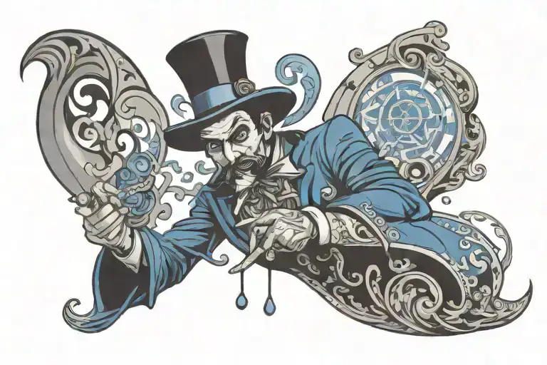 MAGICIAN WITH BLUE tattoo design idea