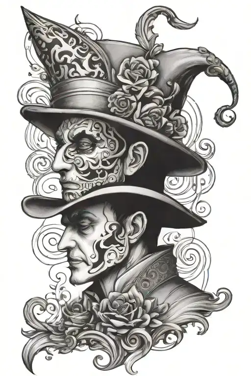 MAGICIAN WITH BLACK AND WHITE GREY SCALE tattoo design idea