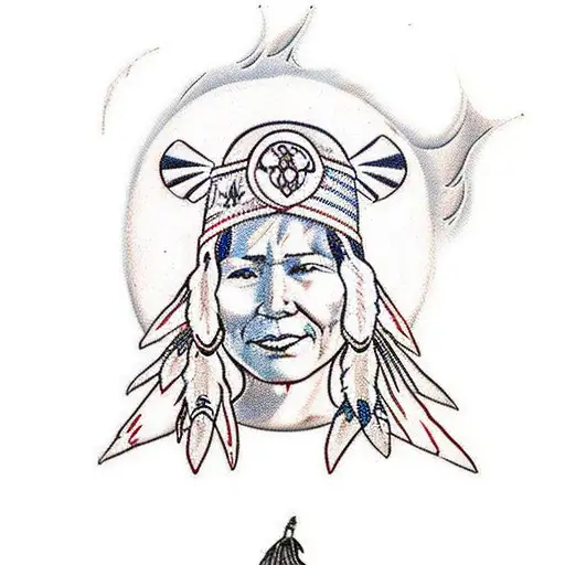 Native American cowgirl and oranges  tattoo design idea
