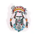 gif Native American cowgirl and oranges  tattoo design idea