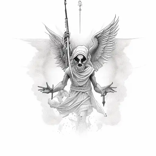 "Only Fear God" with god and angels tattoo design idea