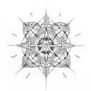 A dotwork tattoo featuring intricate geometric patterns inspired by hiking trails, with a compass rose in the center. tattoo design idea