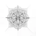 A dotwork tattoo featuring intricate geometric patterns inspired by hiking trails, with a compass rose in the center. tattoo design idea