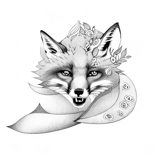 Fox with lemons tattoo design idea