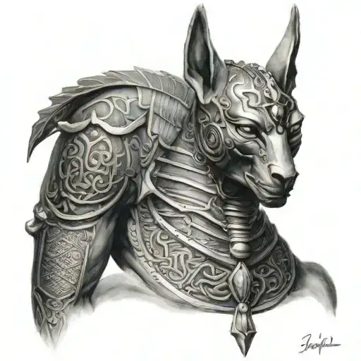 Anubis and the scales of life tattoo design idea