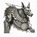 Anubis and the scales of life tattoo design idea