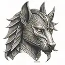 Anubis and the scales of life tattoo design idea