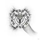 tattoo design on forearm of the Norse creatures 'hati and skoll' with younger futhark runes wrapping around the wrist tattoo design idea