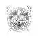 tattoo design on forearm of the Norse creatures 'hati and skoll' with younger futhark runes wrapping around the wrist tattoo design idea