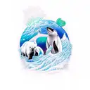 A majestic polar bear and killer whale swimming together under the vibrant colors of the Northern lights tattoo design idea